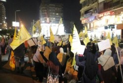 ثوار مدينة نصر ومصر الجديدة يهتفون في مسيرة حاشدة"اكتب على سور الحرية..لا للدولة العسكرية"