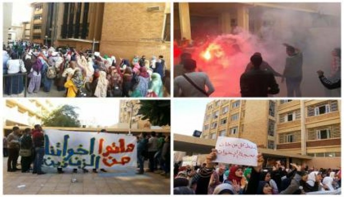 بالصور .. تظاهرات بالمجمع النظرى بجامعة الاسكندرية تضامنا مع انتفاضة السجون