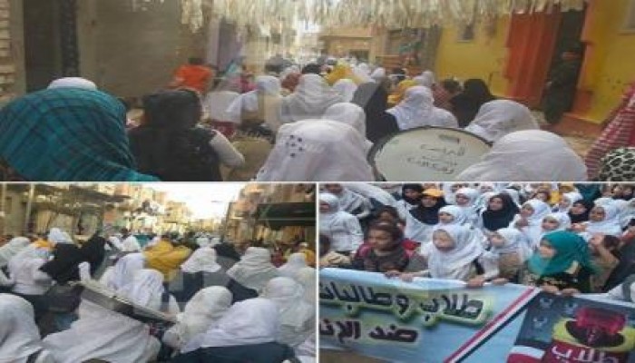 ‏بني سويف : مسيرة طلابية بالميمون تقودها شقيقة الشهيد عبدالله.