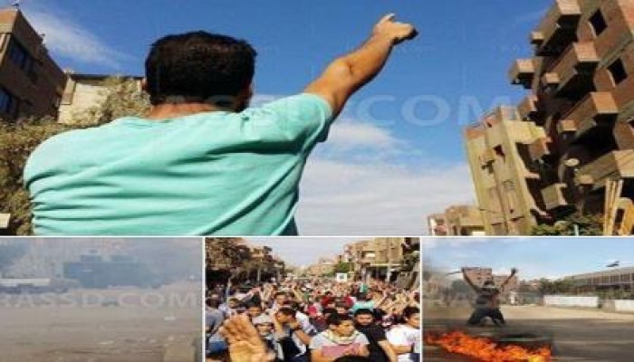 قوات الأمن تعتدي علي مسيرة مناهضة للانقلاب بالبدرشين