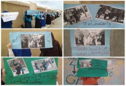 بالصور ..  سلسلة بشرية لطالبات أزهر دمياط للتنديد بقمع طالبات الأزهر