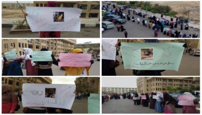 بالصور .. طالبات أزهر القاهرة ينظمن سلسلة بشرية للمطالبة بالإفراج عن الطالبات المعتقلات