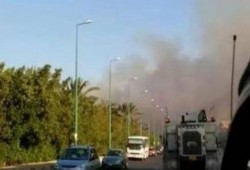 إندلاع حريق ضخم أمام مطار الغردقة الدولي