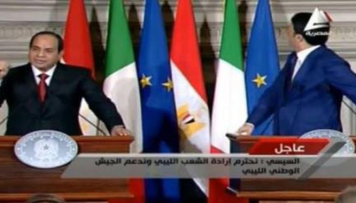 بالفيديو : رئيس وزراء إيطاليا يستهزئ بـ"السيسي" أثناء كلمته