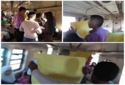 بالصور.. عفاريت ضد الإنقلاب يتظاهرون بقطار أسوان للتنديد بإعتقال النساء