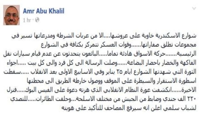 عمرو أبو خليل: انكشفت عورة النظام الانقلابي الذي هزته دعوة على الفيسبوك