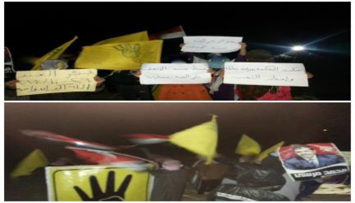 سيناء : ثوار بئر عبد ينظمون مسيرة ليلية ضد الانقلا يشارك فيها الشباب والنساء