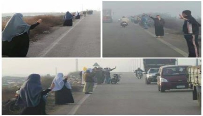 كفرالشيخ : ثوار الرياض ينظمون سلسلة بشرية رافضة للانقلاب رغم برودة الجو