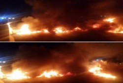 البحيرة: مجهولون يقطعون الطريق الصحراوي بوادي النطرون احتجاجاً علي تبرئة المخلوع