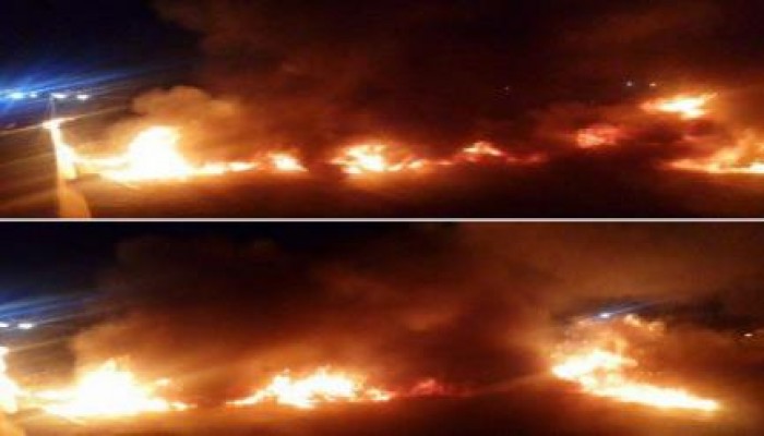 البحيرة: مجهولون يقطعون الطريق الصحراوي بوادي النطرون احتجاجاً علي تبرئة المخلوع