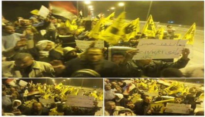 الشرقية  : أهالي فاقوس ينظمون مسيرة ليلية خاشدة ضد الانقلاب أعلي كوبري سحارة