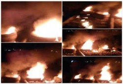 مجهولون يوقفون حركة القطارات بين أبوحماد والزقازيق بالإطارت المشتعلة