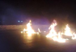 بنى سويف .. المقاومة الشعبية تقطع نقطتين علي طريق القاهره-اسيوط الزراعى