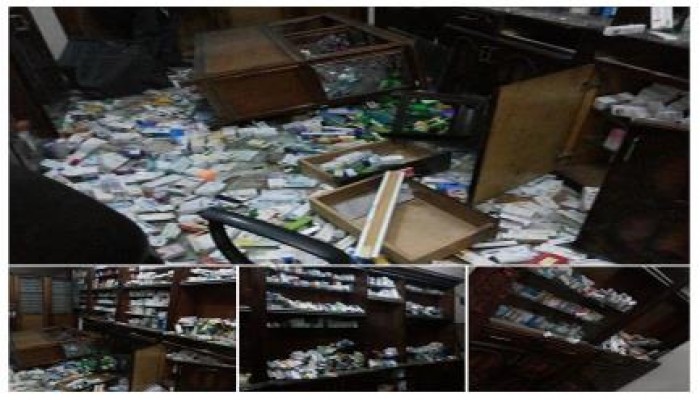 داخلية الانقلاب تحطم صيدلية أحد رافضى الانقلاب بقرية "الشوكة" بالبحيرة