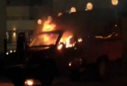 بالصور.. مجهولون يحرقون بوكس للشرطة بـ6 أكتوبر