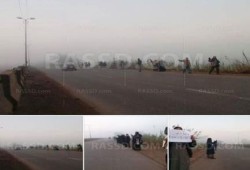سلسلة بشرية مناهضة للانقلاب على طريق أجا- ميت غمر بالدقهلية