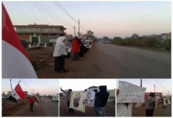 سلسلة بشرية ب‏المنصورة‬ تدعو للتظاهر في ذكرى ثورة 25 يناير