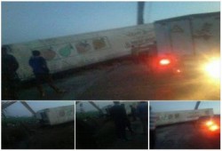 انقلاب شاحنة بطريق "دمنهور - حوش عيسي" يوقف حركة السير وغضب عارم بين السائقين