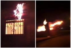 بالصور .. المقاومة الشعبية تحرق نقطة شرطة الموقف الجديد بالاسماعيلية