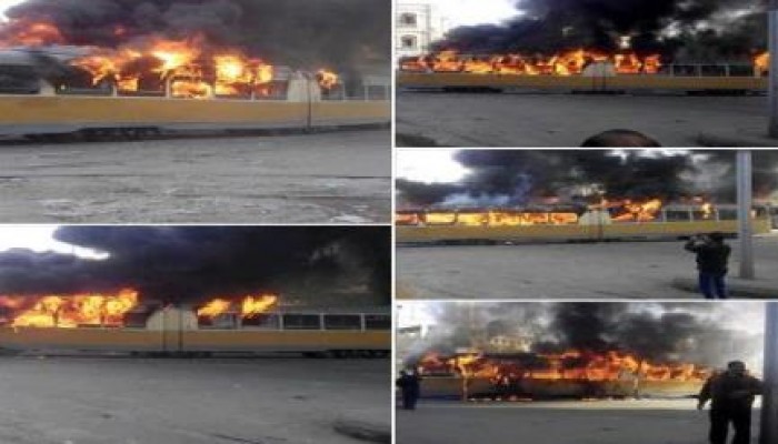 المقاومة الشعبية تشعل النيران بترام القباري بالإسكندرية