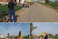 سلسلة بشرية لثوار مركز دمنهور تطالب بإسقاط النظام