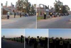 سلسلة بشرية رافضة للانقلاب علي طريق  المحلة الكبري