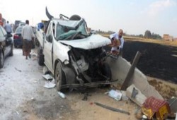 كوارث عهد السفاح : إصابة 4 أشخاص إثر انقلاب سيارة بسوهاج