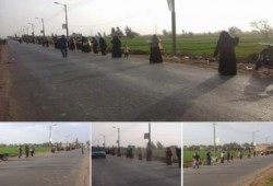 سلسلة بشرية على طريق بيلا / المنصورة ضد حكم العسكر