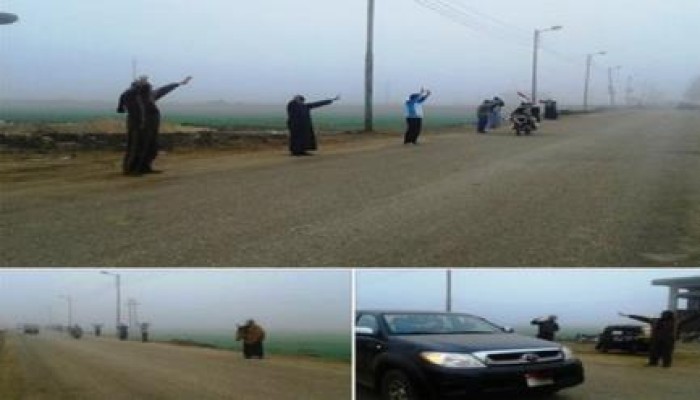 الدقهلية: سلسلة بشرية رافضة للانقلاب على طريق " بلقاس - بيلا "