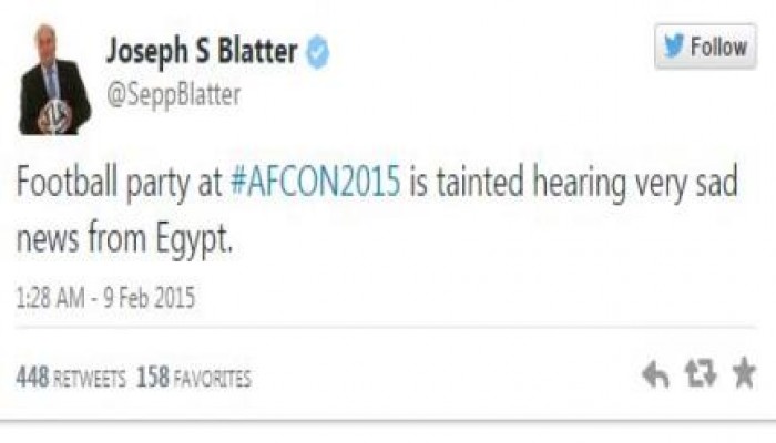 بلاتر: الأخبار الحزينة القادمة من مصر أفسدت احتفالات أمم أفريقيا