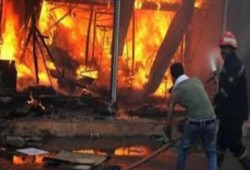 حرق برج محمول لشبكة موبينيل  بـ  بني سويف