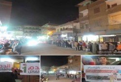 سلسلة بشرية لثوار البدرشين تنديدا بمذبحة استاد الدفاع الجوى