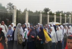 الفيوم: مسيرة حاشدة لحركة " طالبات ضد الانقلاب" بقرية أباظة