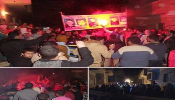 الشرقية: مسيرة ليلية بمركز كفر صقر لاستقبال احد المفرج عنهم