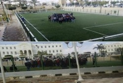 طلاب اكاديمية الشروق يؤدون صلاة الغائب على ارواح شهداء مجزرة الدفاع الجوى