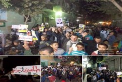 معارضو الانقلاب بالمنصورية يتظاهرون تنديدًا بمقتل المصريين بليبيا