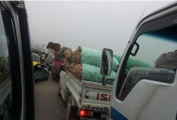 البحيرة: توقف حركة السيارات علي الطريق الدولي " الاسكندرية بور سعيد "