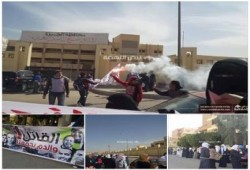 وقفة طلابية أمام الادارة التعليمية بالشيخ زايد رفضاً لحكم العسكر