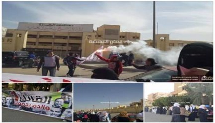 وقفة طلابية أمام الادارة التعليمية بالشيخ زايد رفضاً لحكم العسكر