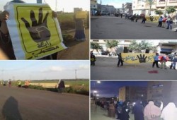 ثلاث سلاسل بشرية لثوار دمياط تندد بحكم العسكر