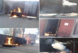 طلاب أزهر أسيوط يشعلون النار في ممتلكات الأمن الإداري  بعد إعتداءات على الطلبة