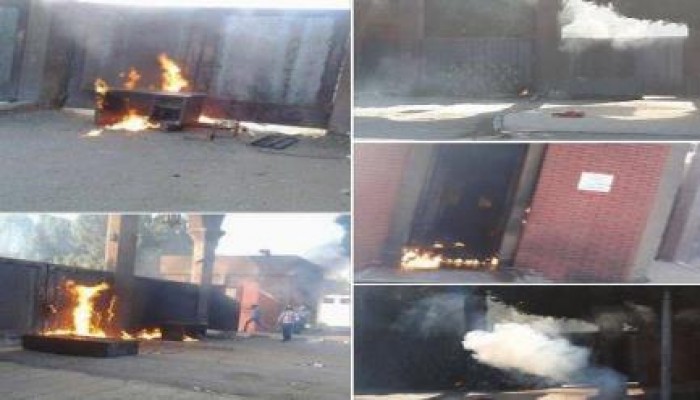 طلاب أزهر أسيوط يشعلون النار في ممتلكات الأمن الإداري  بعد إعتداءات على الطلبة