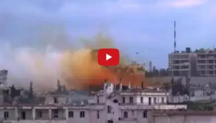 بالفيديو.. لحظة تفجير مبنى المخابرات الجوية بحلب