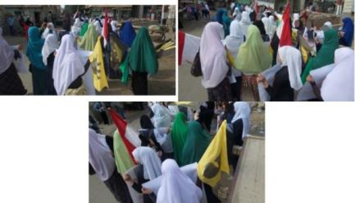 مسيرة لطالبات ضد الانقلاب بالبصارطة بعد أنتهاء اليوم الدراسي