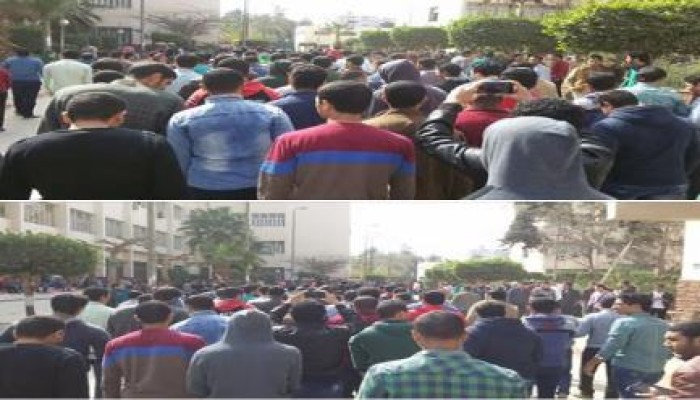 طلاب هندسة "العاشر" يواصلون حراكهم الثوري