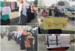 مظاهرة مفاجئة بإحدى شوارع كفرصقر الرئيسية لحركة طالبات ضد الإنقلاب