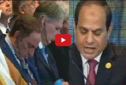 بالفيديو.. ضيوف المؤتمر الاقتصادي ( بيع مصر )  ينامون أثناء كلمة السيسي