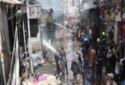 إصابة 8 في حريق هائل بسوق الملابس ببور سعيد