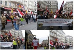 مسيرة حاشدة للجالية المصرية بالنمسا تندد بأحكام القضاء على مؤيدى الشرعية بمصر