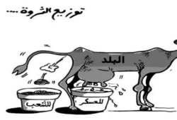 كاريكاتير.. العسكر يستولي على البقرة الحلوب ويترك الروث للشعب